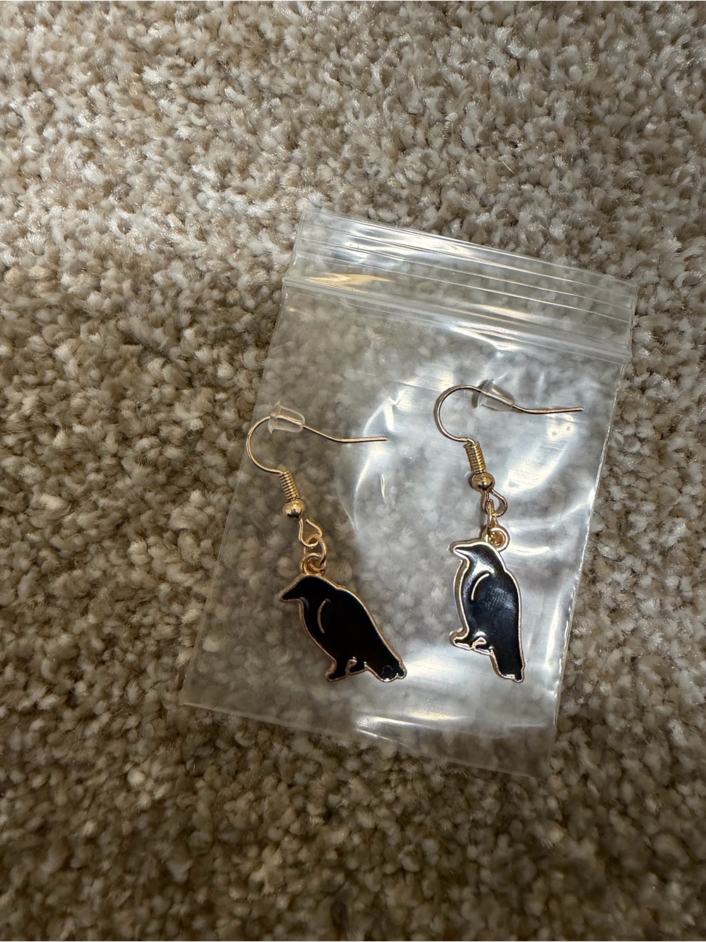 Black Penguin Enamel Drop Earrings - Pet Bird Theme
